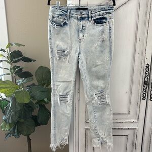 Flying Monkey High-Rise Distressed Acid Wash Jeans